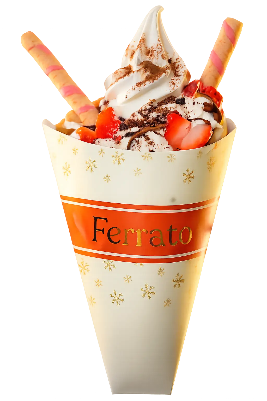 Dos vasos de helado de yogurt Ferrato con fruta y barquillos
